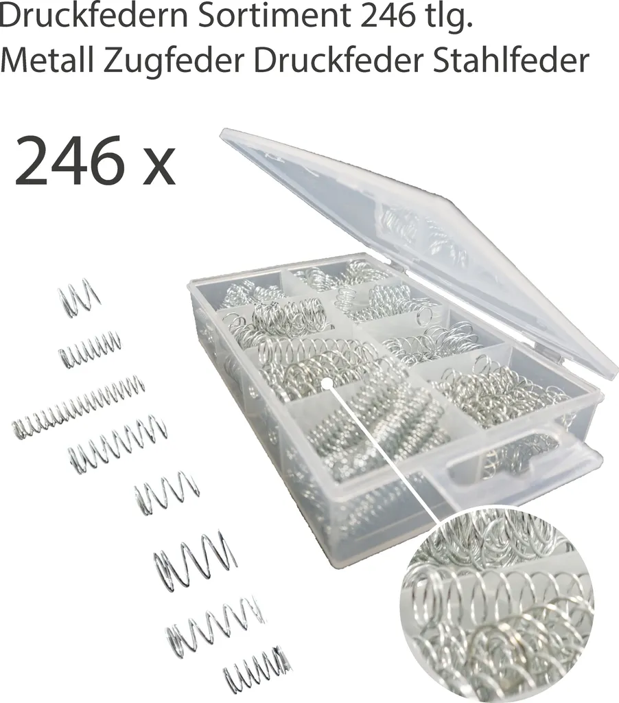 Ressort de compression et traction en acier robuste - Set 246 pièces