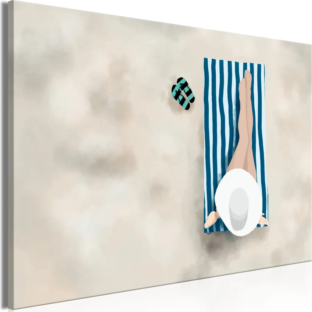 Quadro su Tela Mare 90x60 - Signora sulla spiaggia h-A-0195 Stampa Art