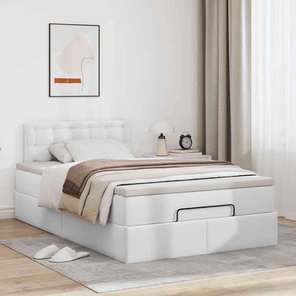 Maison Exclusive - Ottoman-Bett mit Matratze Weiß 120x200 cm Kunstleder