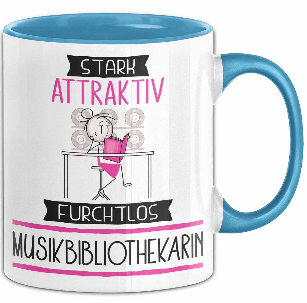 Musikbibliothekarin Tasse Geschenk Becher Stark Attraktiv Furchtlos Musikbibliothekarin Lustige Geschenkidee (Blau)
