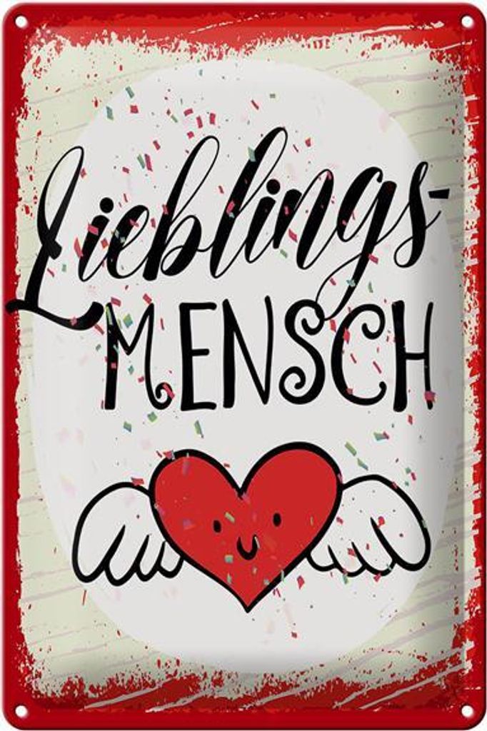 Blechschild Lieblingsmensch Herz Engel, 30 x 20 cm, Blechschilder