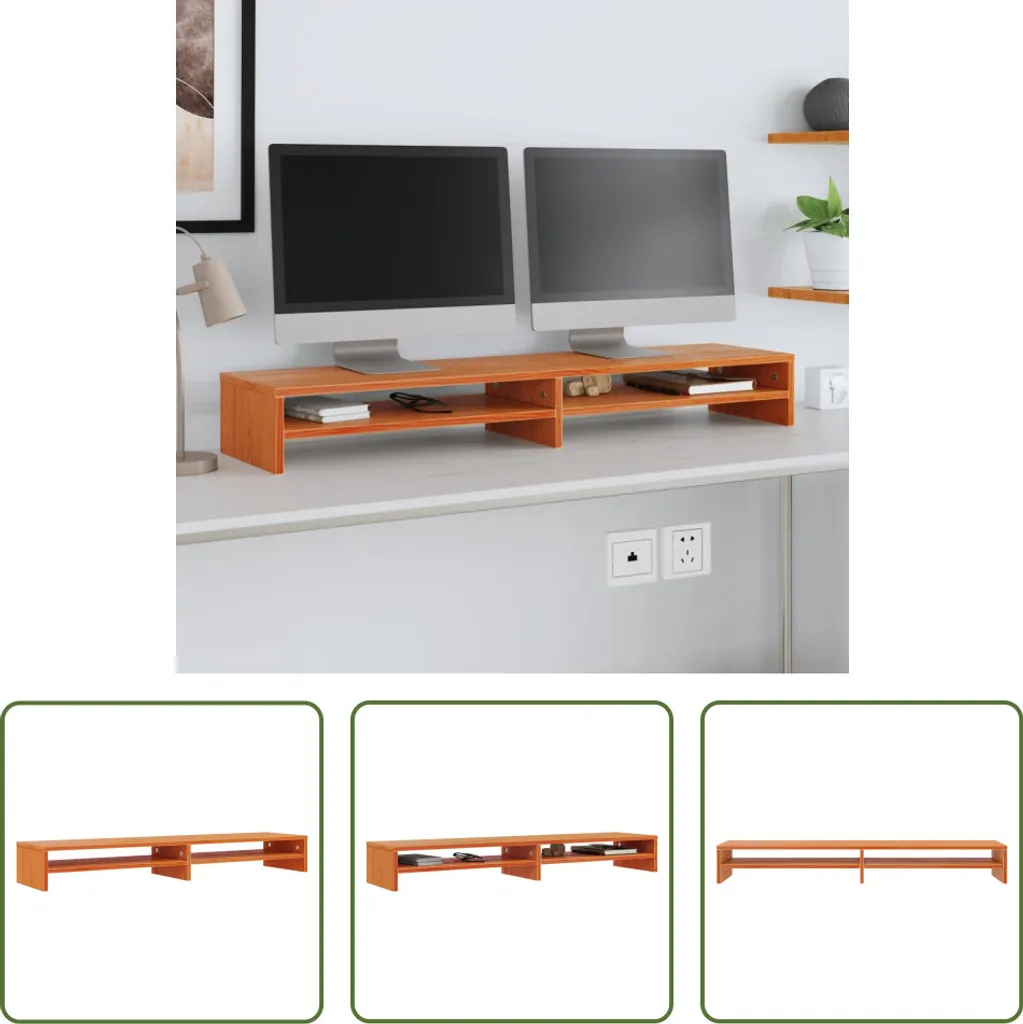 Support d'Écran contre Douleurs de Cou en Pin Massif Marron Cire 100 cm