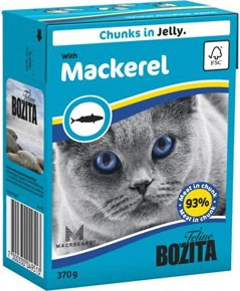 Bozita Sgombro in Gelatina 6x370g | Alimentazione Gatto Senza Cereali