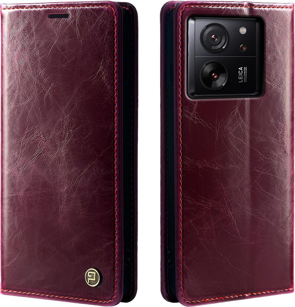 Handyhülle für Xiaomi 13T / 13T Pro Kunstleder Flip Cover Hülle RFID Schutz Case Kartenfach Farbe: Weinrot