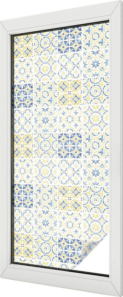 Buntglas Fensterfolie – 116x50 cm – Stained-Glass Design – blickdichte dekorative Sichtschutzfolie – selbstklebend, UV-Schutz – Klassisch...
