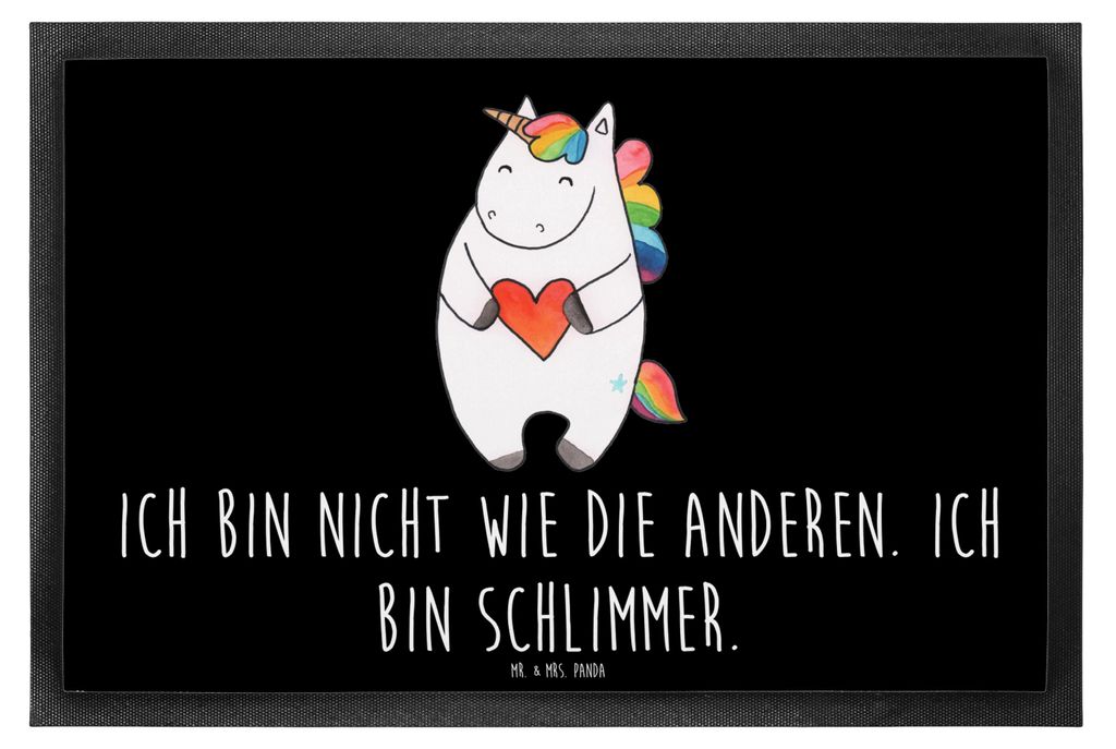 Mr. & Mrs. Panda fußmatte Einhorn Herz 60 x 90 cm - Schwarz Produktbild 