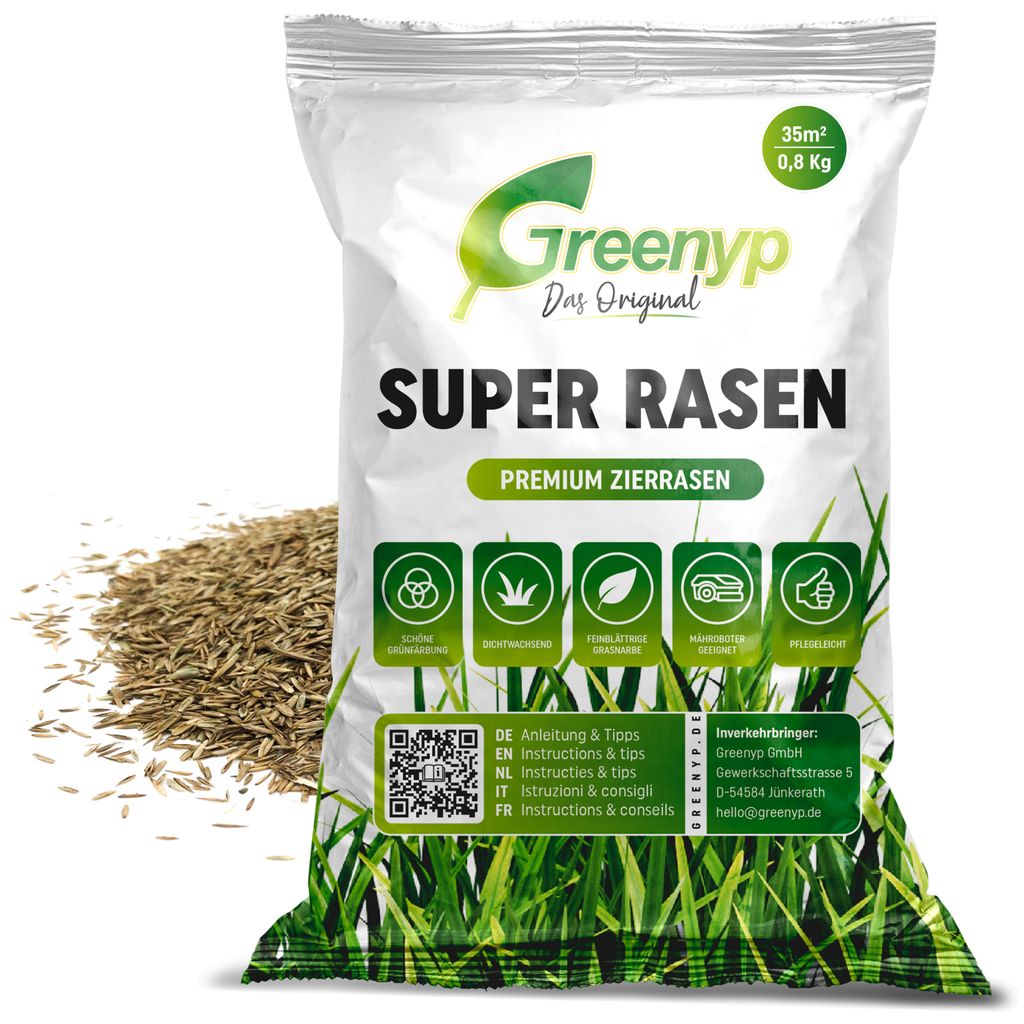 Greenyp® Super Rasen I sattgrüner Premium Zierrasen I 0,8kg Produktbild 1
