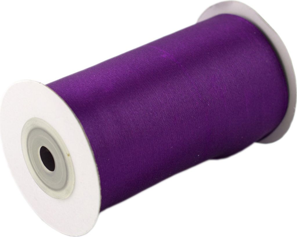 100mm breites, 10m langes, einseitig glänzendes Satinband in Lila - Purpur auf Rolle. Perfekt für Bastelprojekte und Geschenkverpackungen