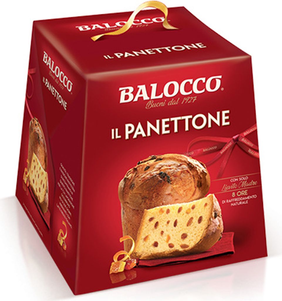 Balocco Il Panettone Weihnachts kuchen mit Rosinen und Produktbild 
