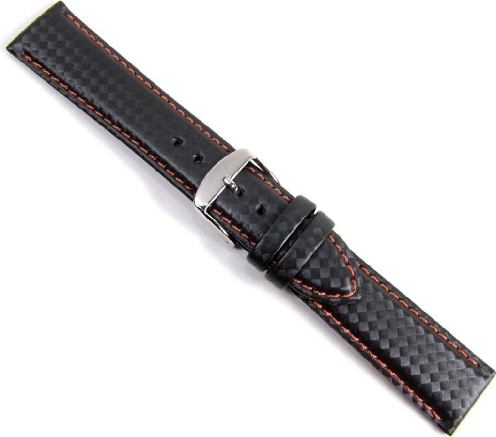 Carbon Sport Ersatzband Uhrenarmband schwarz/Orange Wasserfest 20942S, Stegbreite:18mm