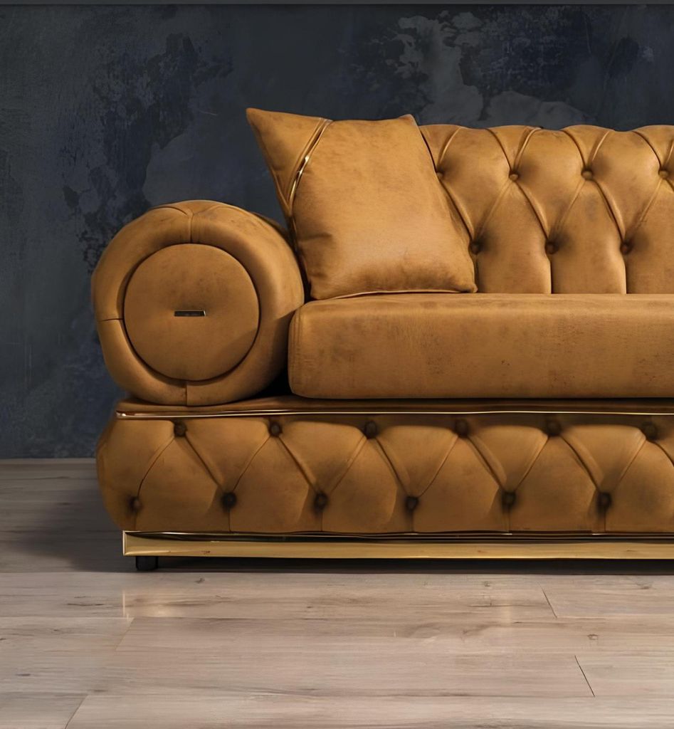 Garnitur Luxus Chesterfield Sofagarnitur 3+3 Sitzer Sofa Sessel Sofas Leder 2tlg