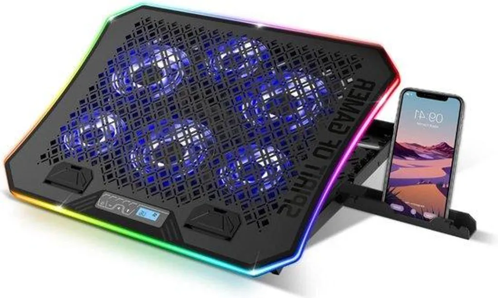 Refroidisseur PC Portable Airblade : Support Ergonomique à 6 Ventilateurs