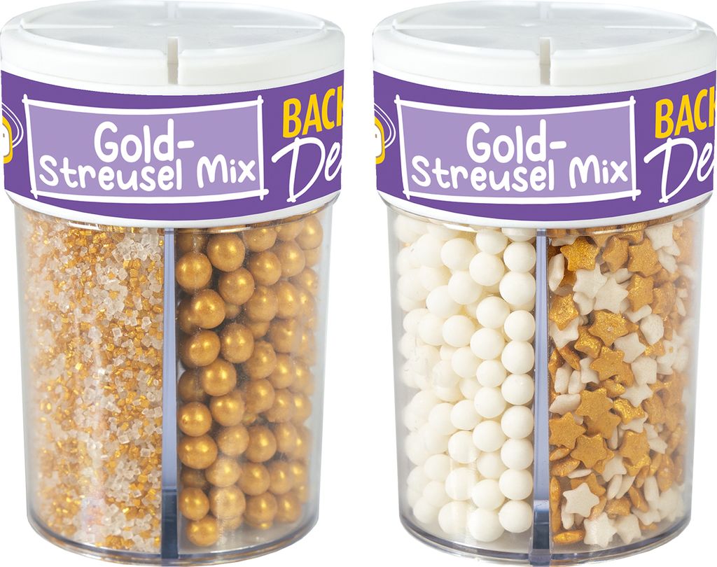 Günthart BackDecor Streusel Weihnachten GOLD Mix, Zuckerstreusel essbare Streusel Tortendeko
