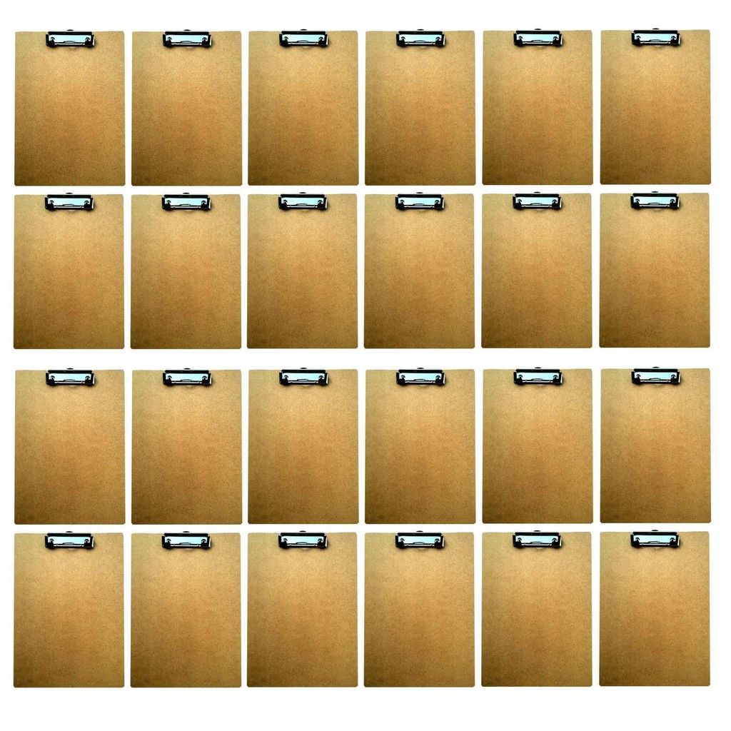 24er Set Klemmbrett Din A4 Holz mit Klemme aus Metall Produktbild 