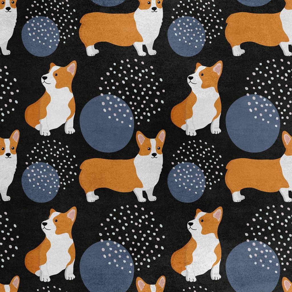 Royal Samt Stoff Polyester Zum Nähen - Motiv Corgi-Hund