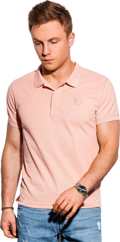 Ombre Clothing Herren-T-Shirt mit Kragen Douglas Pfirsich XXL