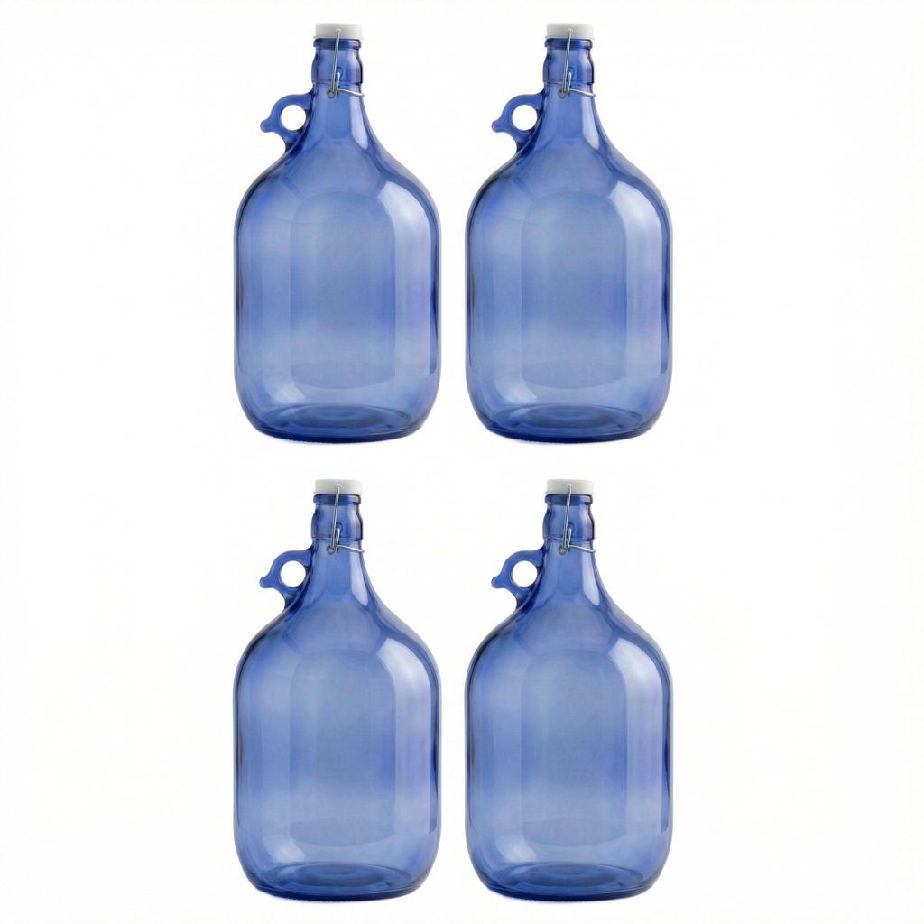 lilawelt24 4x Gärballon 5L Blaues Glas, Bügelverschluss & Henkel, EU-Qualität aus Italien