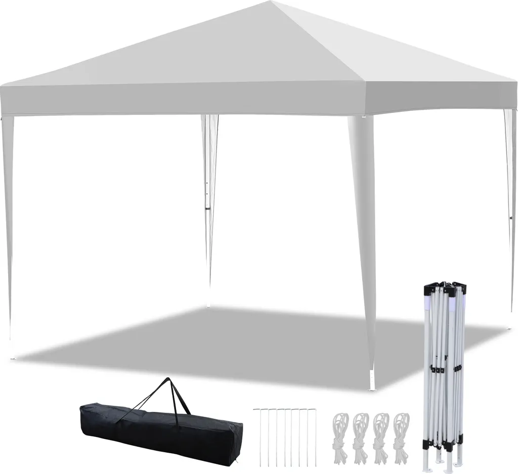 Gazebo da Giardino 3x3 TolleTour Bianco Pieghevole UV-Proof