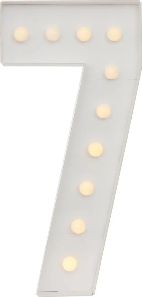 Chiffre 7 lumineux vert foncé 99 cm LED : décor XXL sans fil stable