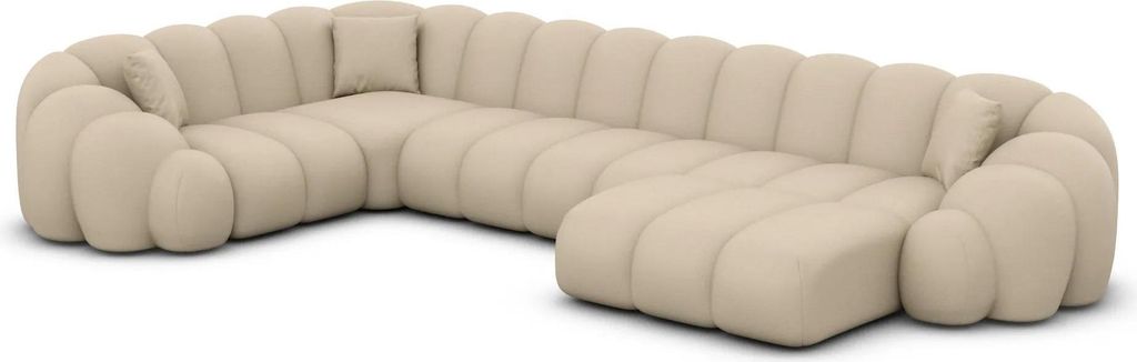 Kunstleder U-Form XL Wohnlandschaft Liora Beige Rechts