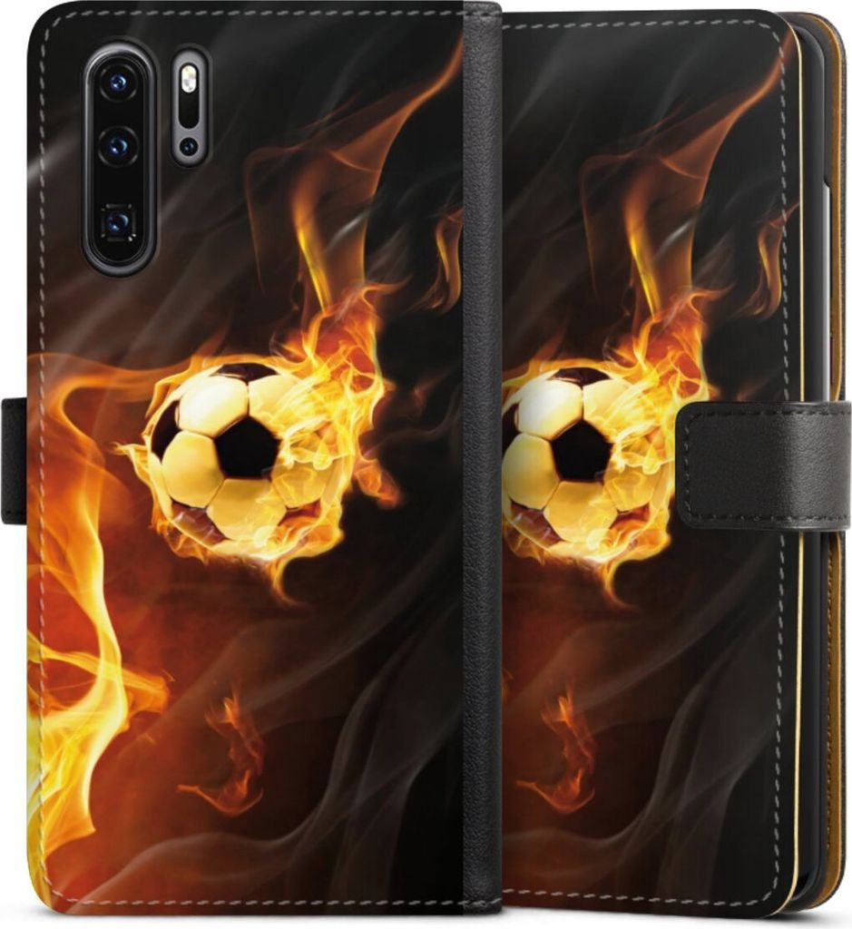 DeinDesign Klapphülle für Huawei P30 Pro New Edition Handytasche Lederhülle Tasche Ball Feuer Fußball