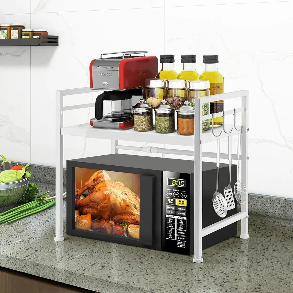 Meuble Rangement Micro-ondes pour Optimiser Petit Espace Cuisine Noir