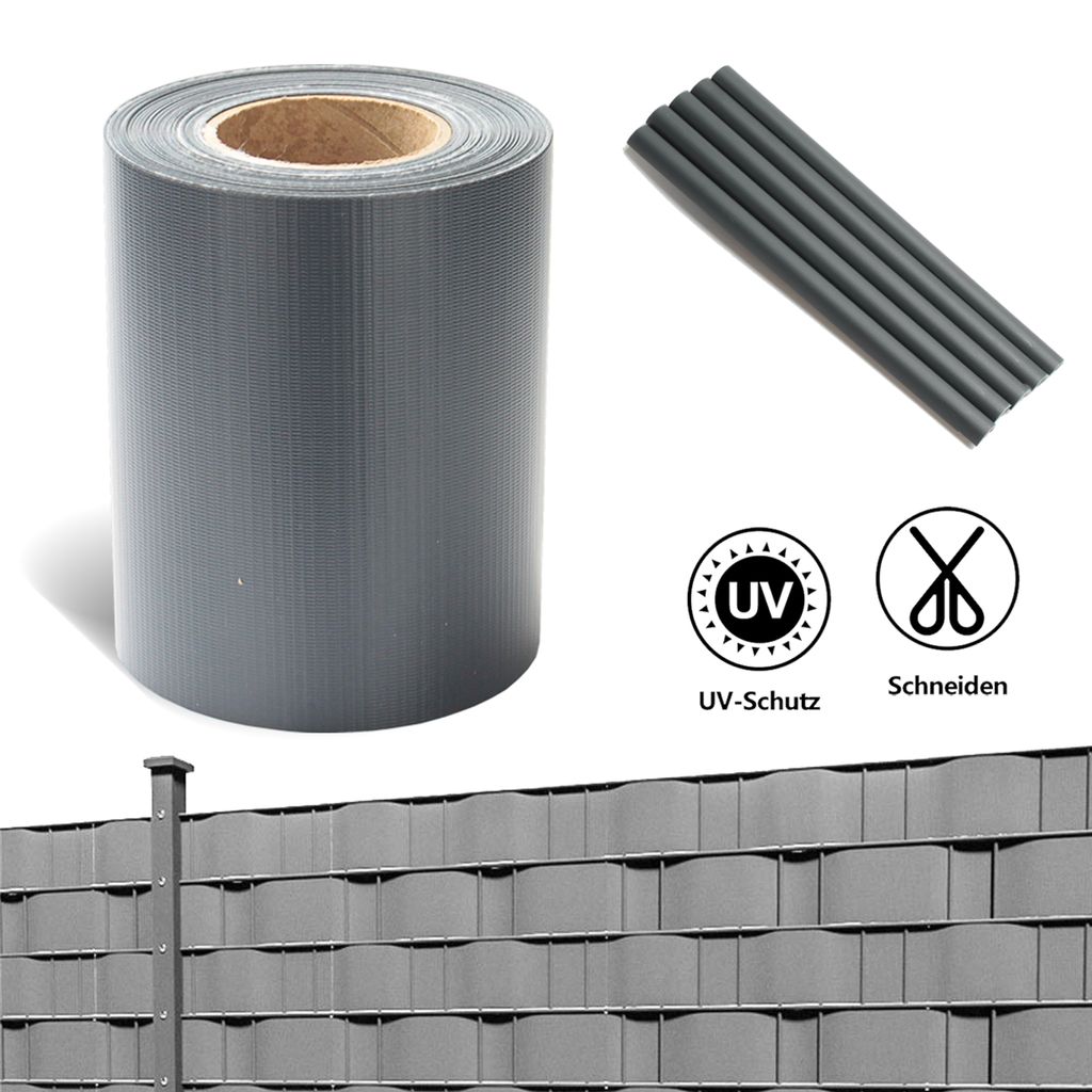 Jiubiaz 2x 35m Sichtschutzfolie Gartenfreude Folie PVC Zaun Folie SichtschutzStreifen,Schwarz