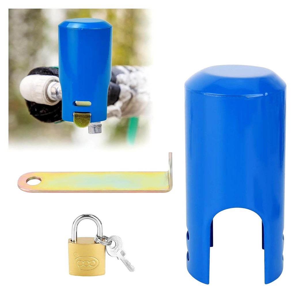 Wasserhahnschloss, Verriegelung für Wasserhähne, Schutz gegen Diebstahl und Vandalismus (Blau)