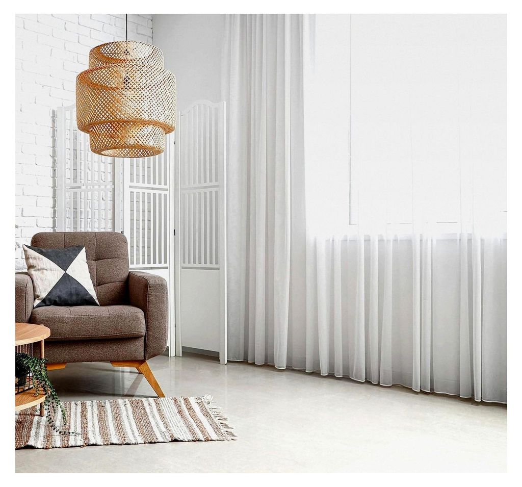 Halbtransparente Voile-Vorhänge in Weiß mit Kräuselband und Bleibandabschluss, modern und langlebig für jedes Fenster (240 x 150 cm (HxB))