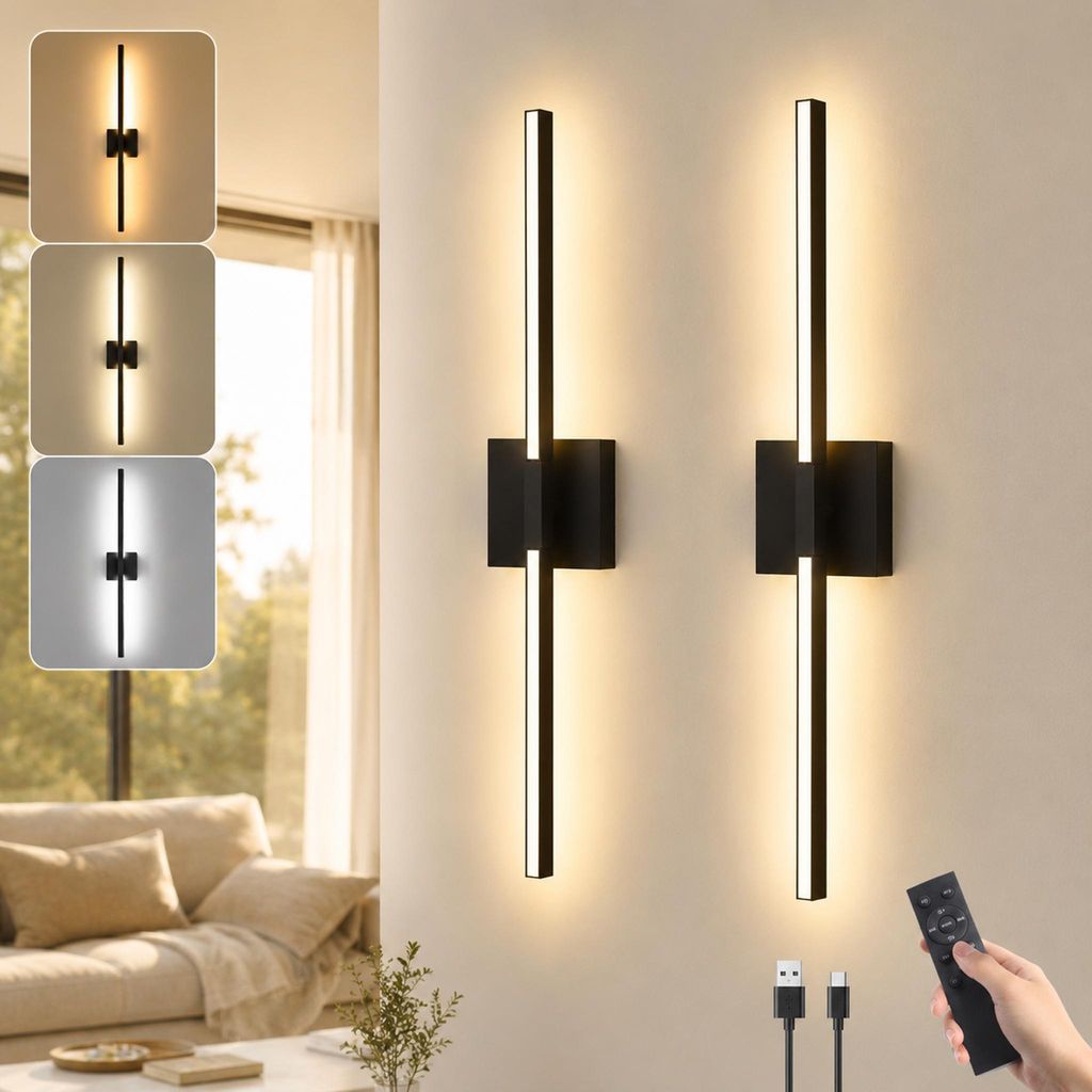 100cm Innen Akku Wandlampe mit Fernbedienung & Schalter, Produktbild 