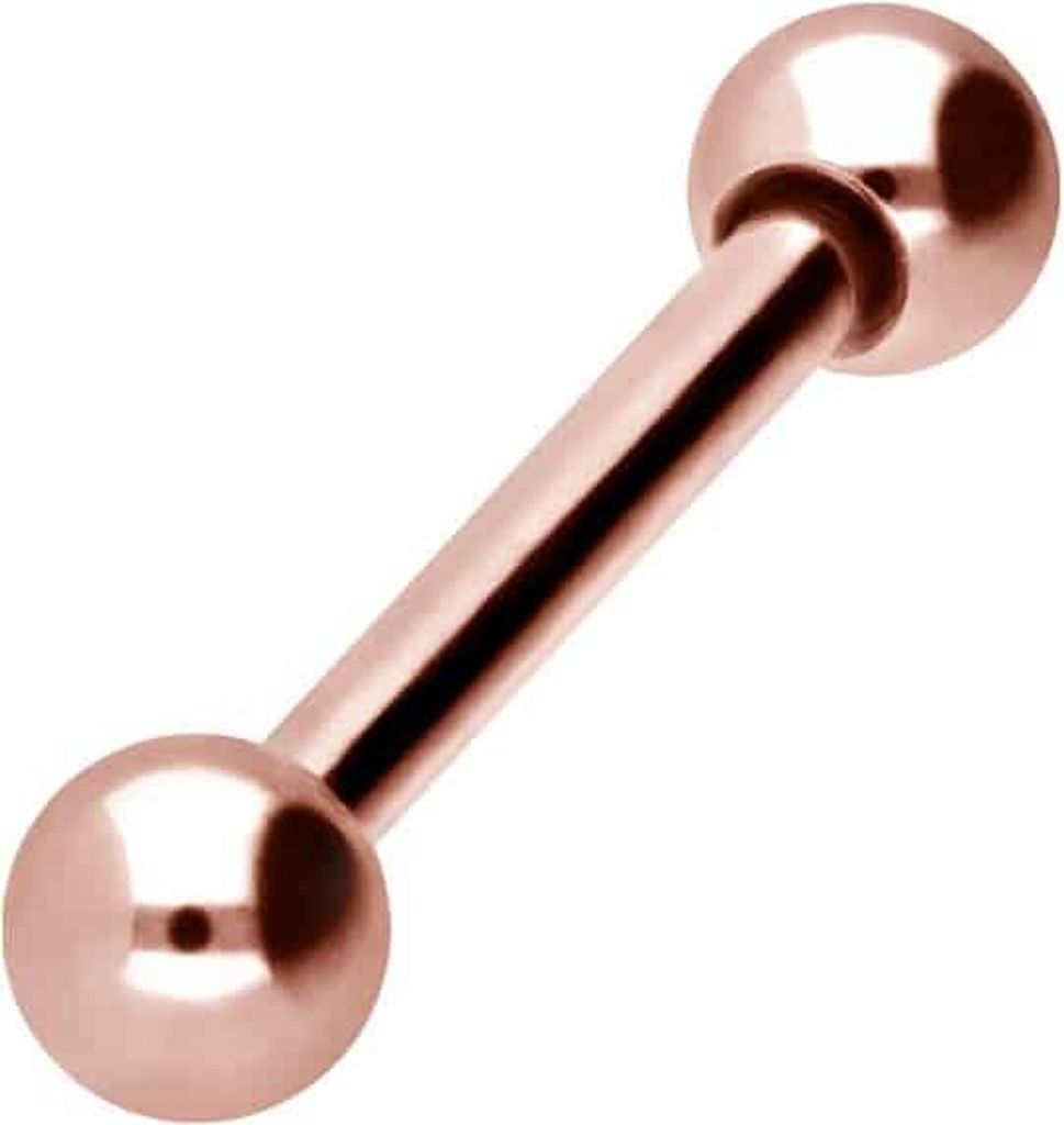 Zungenpiercing, Intim-Piercing Titan Barbell RoséGold Stablänge: 9mm + Stabstärke: 1,2mm + Kugelgröße: 3mm