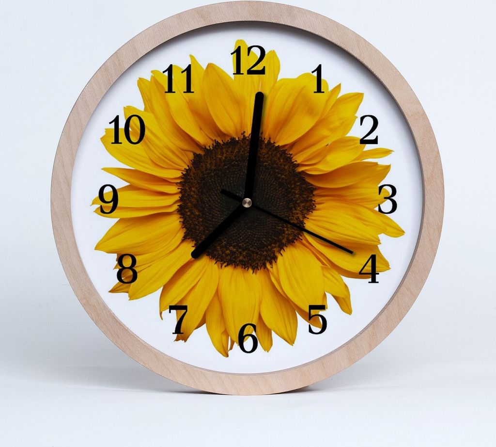 Holzuhr 20fi cm wanduhr - Sonnenblume Natur