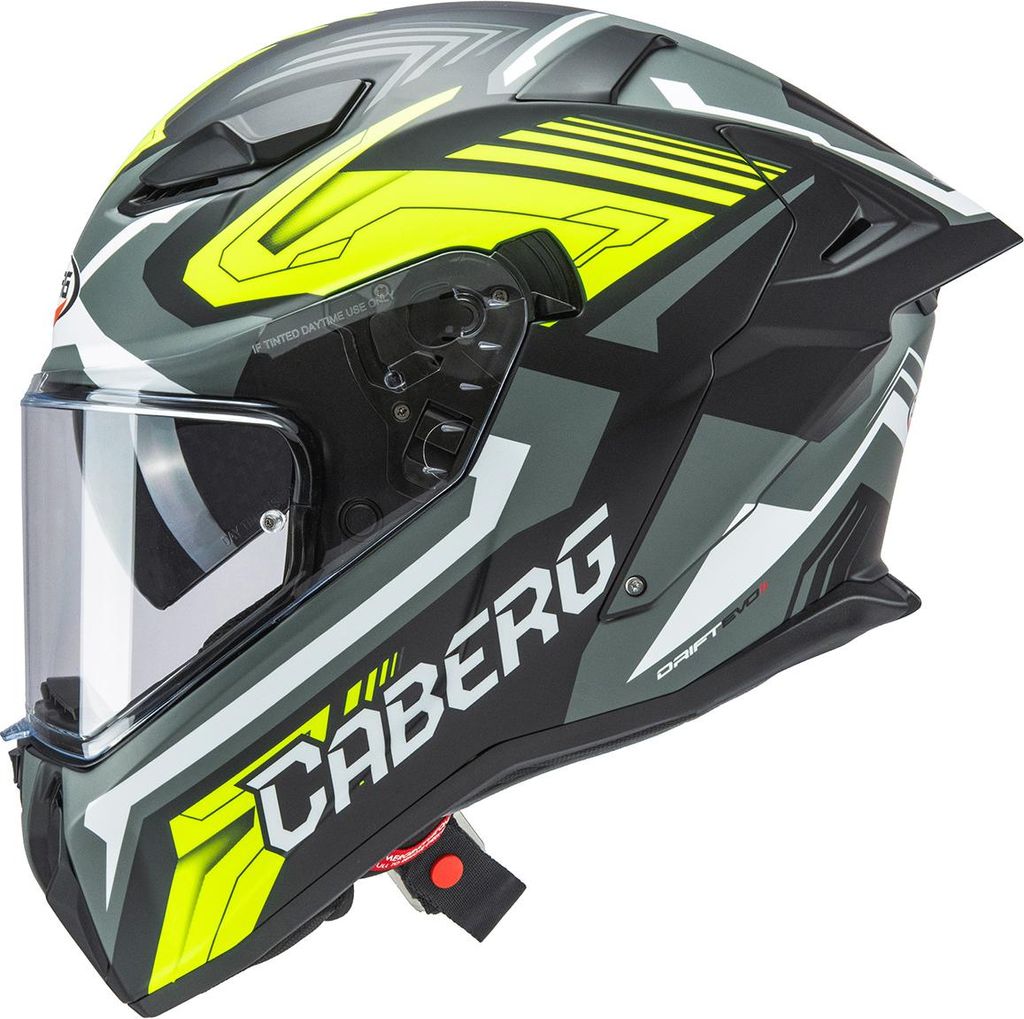 Caberg Drift Evo II Jarama Integralhelm Mattschwarz/Neongelb S Pinlock