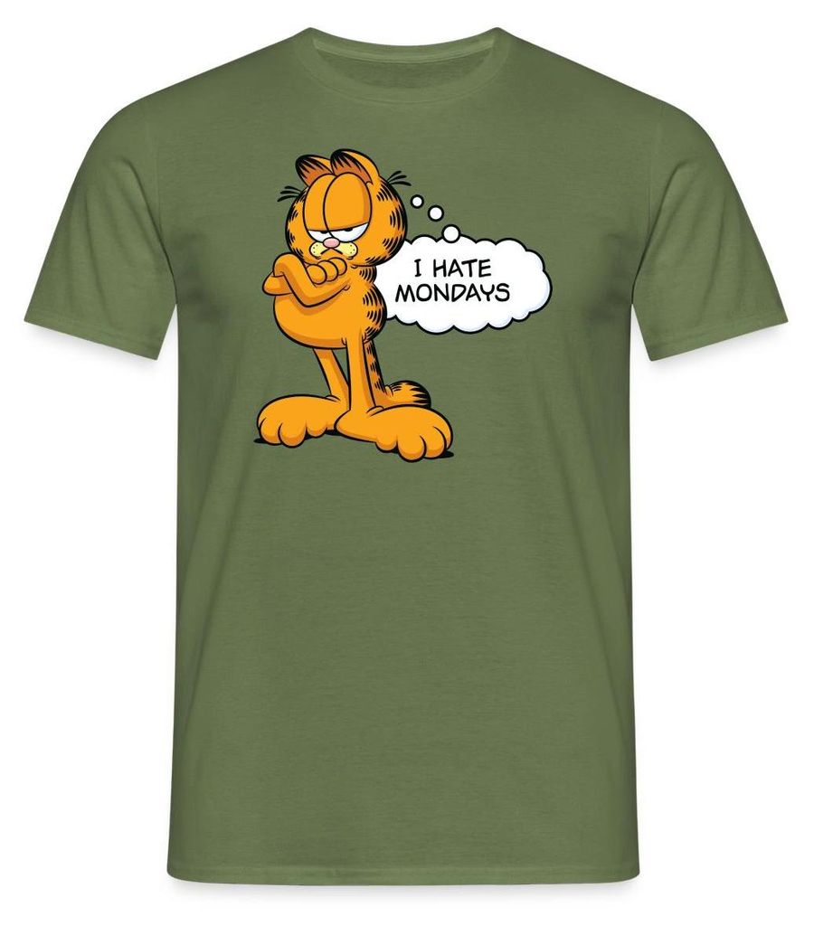 Spreadshirt Garfield Ich Hasse Montage Mondays Montag Männer T-Shirt, 3XL, Militärgrün