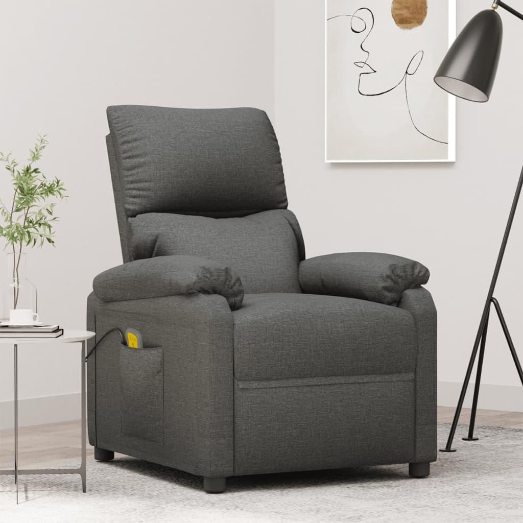 vidaXL Fauteuil de massage gris foncé Tissu Image du produit 