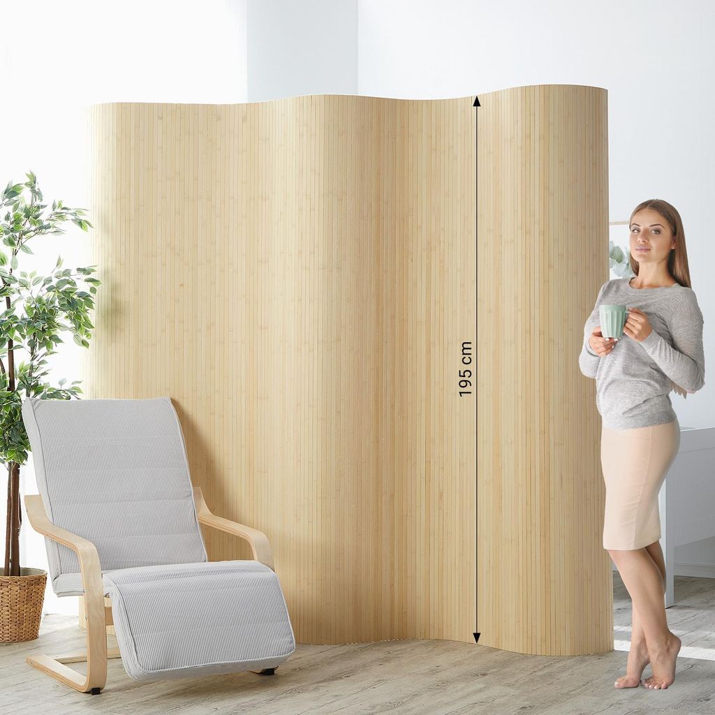 Homestyle4u Paravent Raumteiler 250x200 Indoor Bambus Produktbild 