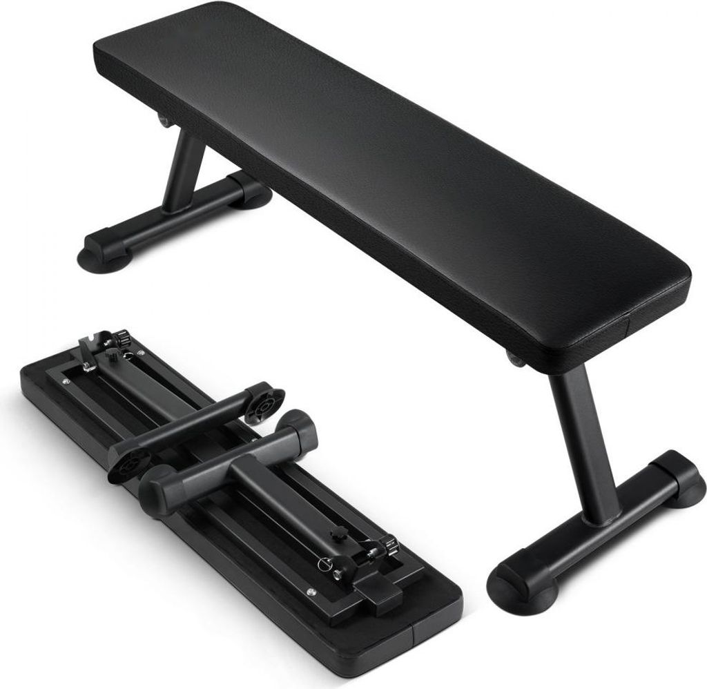 Faltbare Flache Hantelbank für Homegym - Krafttrainingsbank mit 454kg Belastbarkeit - Training zu Hause