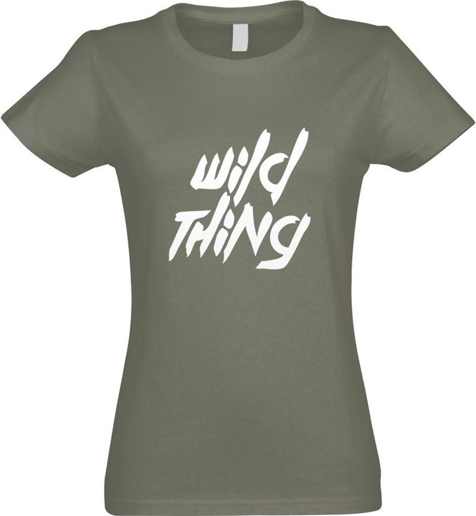 Kiwistar - T-Shirt tailliert - Damen - Olive - Wild Thing - Girl - Tussi - mit Motiv Bedruckt - Funshirt Design - Sport - Freizeit - Damen - XXL