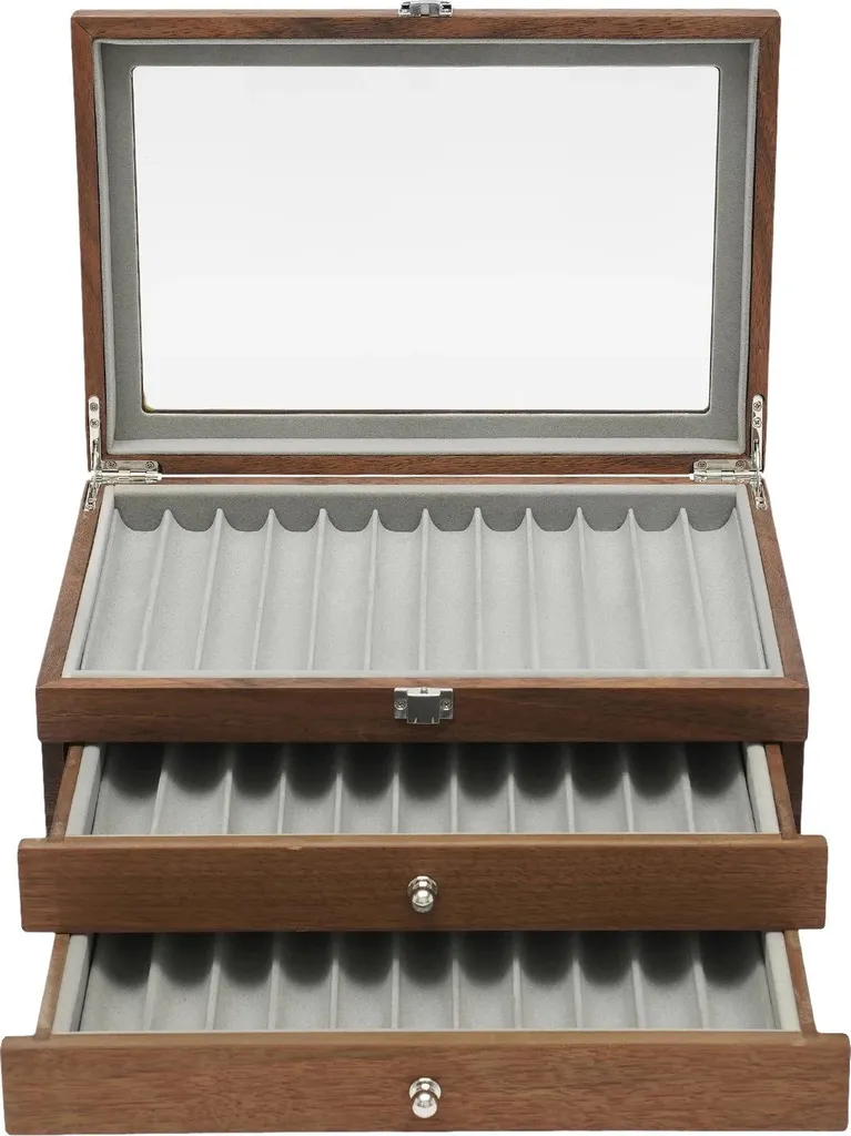 Rangement bureau pour 34 crayons style rétro et intérieur velours