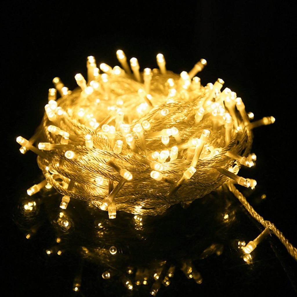 10M 100LEDs 8 Modi Lichterkette Strom LED Weihnachten Lichterkette Zimmer Deko Licht Party Weihnachtsbaum Hochzeit Garten Baum Beleuchtung, Warmweiß