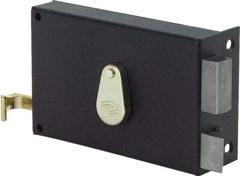 Aufputz-Schloss Monopoint mit 4 horizontalen Rillen, Fouillot, C40, links