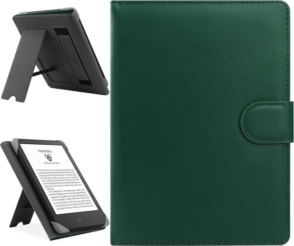 Housse liseuse 6.8 pouces en cuir vert avec fonction Stand ergonomique