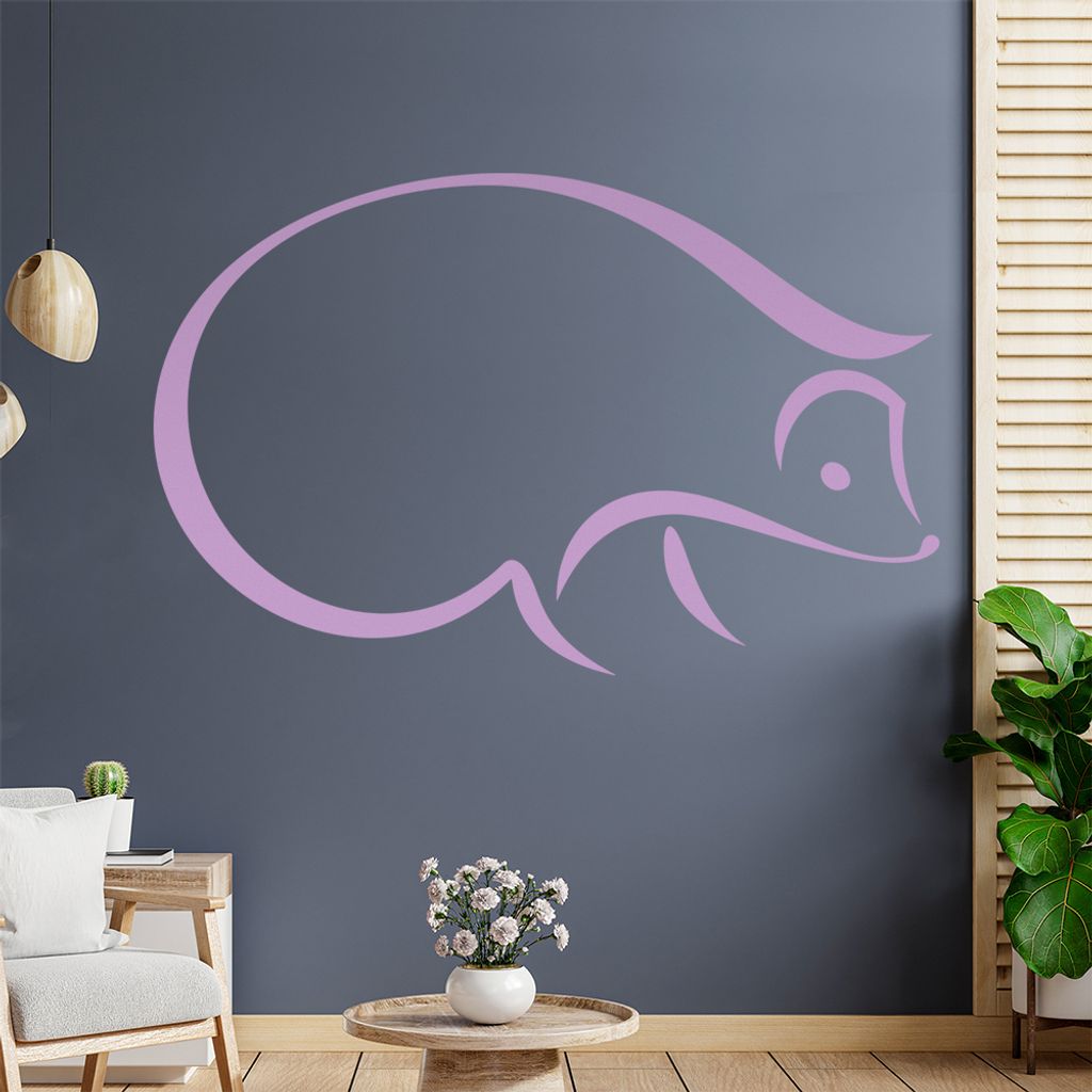 igel Linien Wandtattoo in 6 Größen - Wandaufkleber Wall Sticker - Dekoration, Küche, Wohnzimmer, Schlafzimmer, Badezimmer