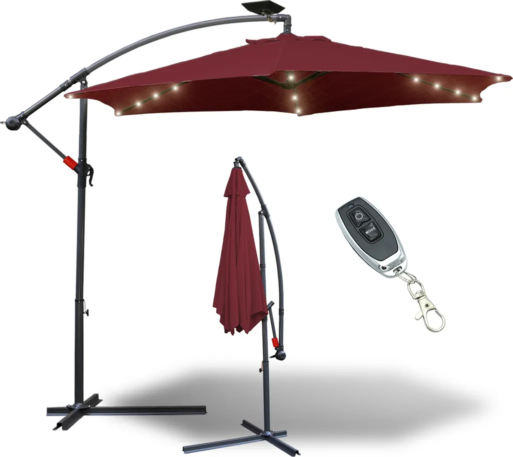 Jiubiaz Ombrellone Giardino LED Solari 300cm - Chic & Funzionale