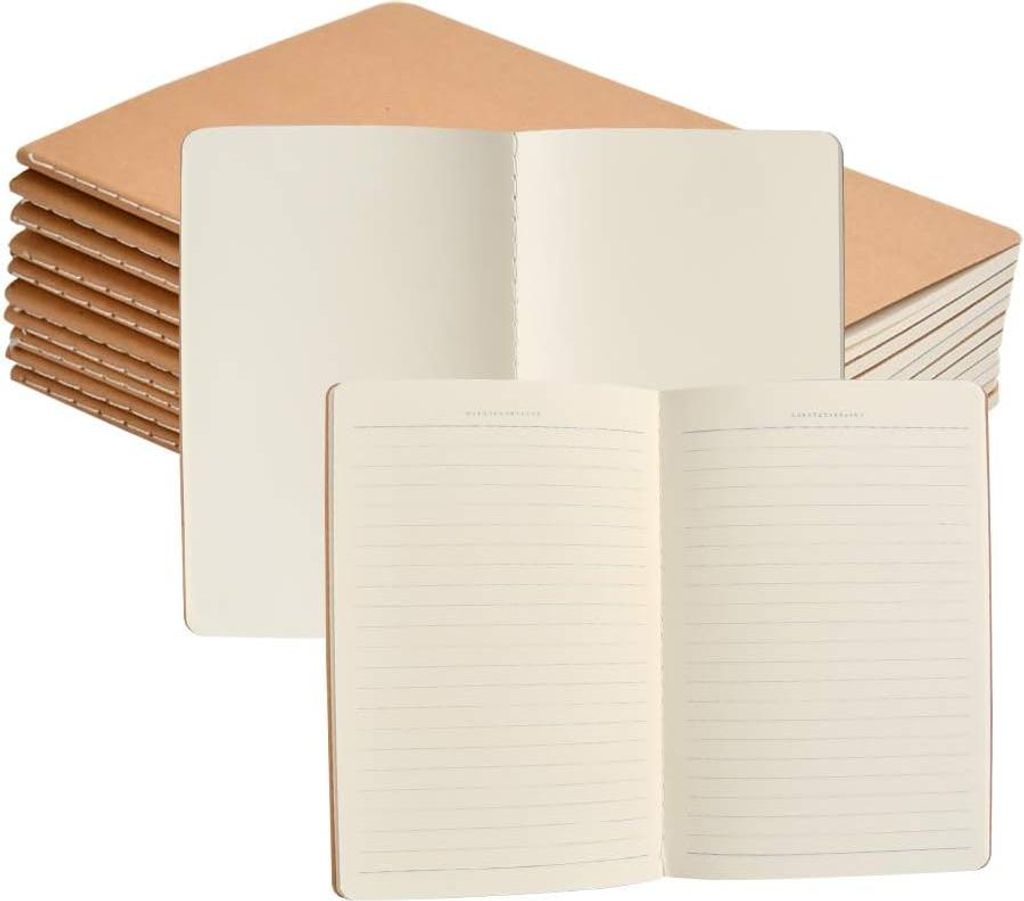 Gelinieerd-notitieboek medium A5 kraftpapier bruin klassisch zeichnen reisetagebuch - 10 stück.