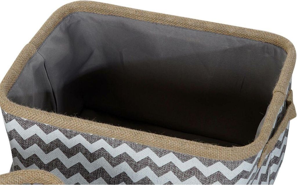 Korb-Set DKD Home Decor Weiß Grau Jute Zick-Zack Boho 36 x 31 x 20 cm 3 Stücke