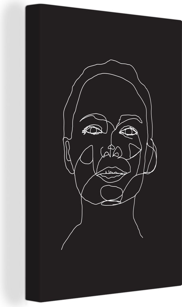 OneMillionCanvasses - Leinwandbilder - 90x140 cm, Strichzeichnung - Gesicht - Frau, Wandbilder Kunstdruck Wanddekoration - Foto auf Leinwand - Ge...
