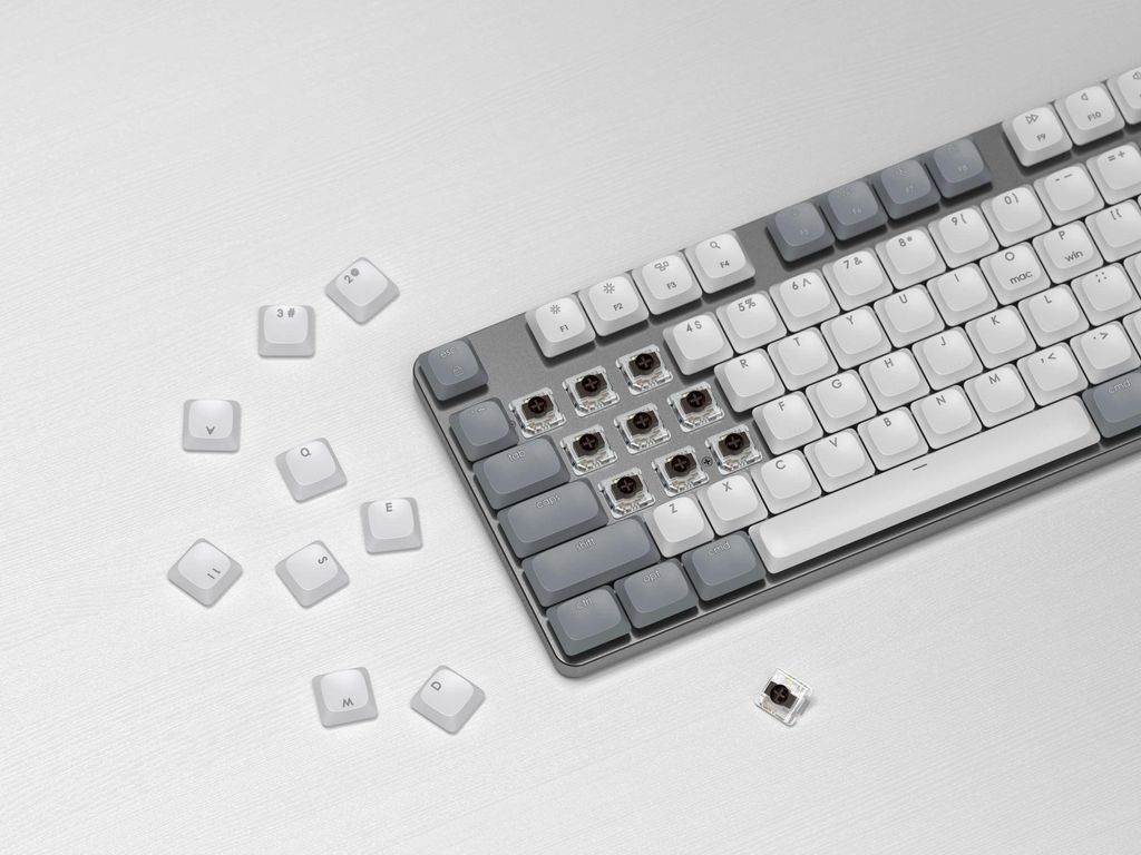 Satechi SM3 Slim Backlit Mechanical Tastatur Kompatibel mit Mac und Windows Verbindung mit vier Gerten und nahtlosem Umschalten 14 verschiedene Hin...