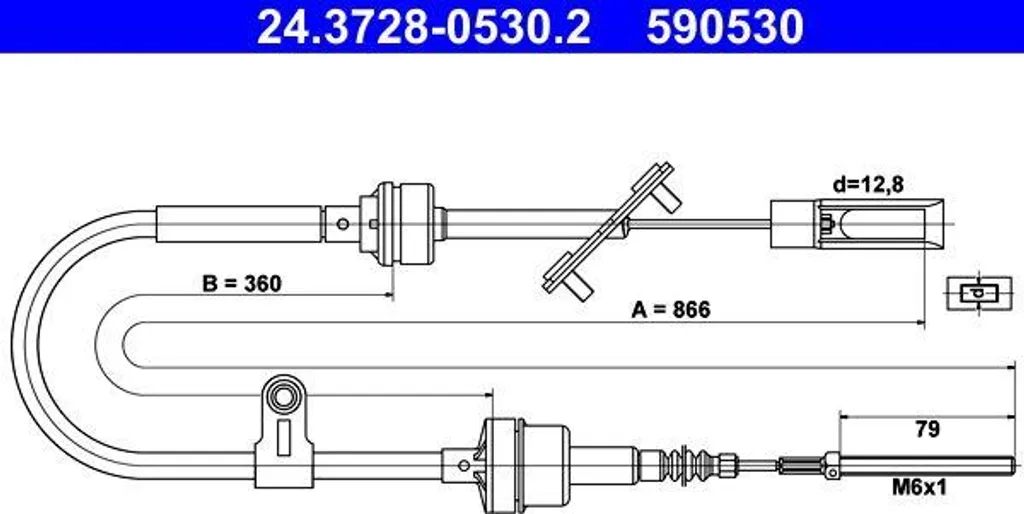 Câble embrayage robuste ATE 24.3728-0530.2 - Acier tressé haute qualité