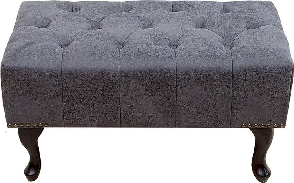 Chesterfield Fußhocker Grau Antik Look aus dem Hause Casa Padrino
